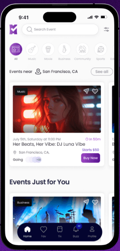 TixFix discover feed showing events near San Francisco